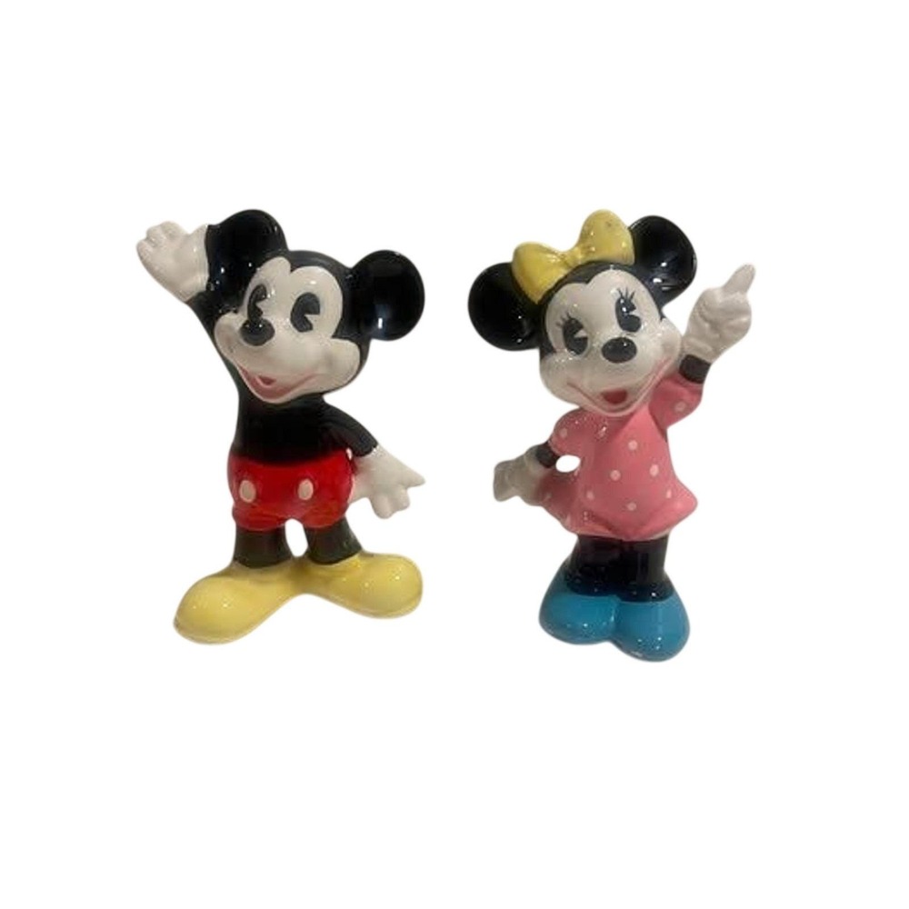 Vintage Disney Mickey and Minnie Mouse Ceramic Figurines Walt Disney Japan